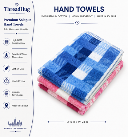 Ocean Fresh & Berry Blush Solapur Hand Towels | Set of 2