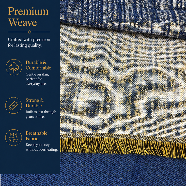 Blue Horizon Calm Solapur Blanket [ Double Bed ]