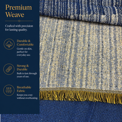 Blue Horizon Calm Solapur Blanket [ Double Bed ]