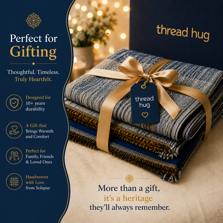 Blue Horizon Calm Solapur Blanket [ Double Bed ]