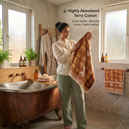 Caramel Echo Solapur Terry Towel - lifestyle view