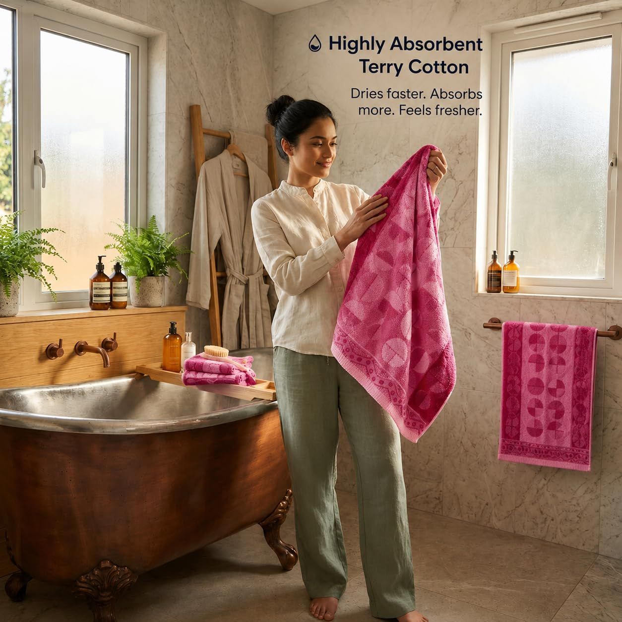 Bougainvillea Bloom Solapur Terry Towel - lifestyle view
