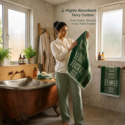 Forest Grid Fresh Solapur Terry Towel - lifestyle view